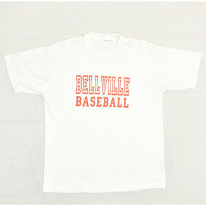 Vintage BEST Men's T Shirt Bellville Baseball Cotton White Size XL SS Stained